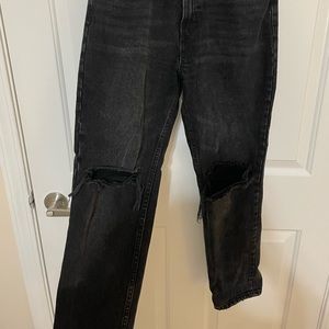 Black Zara Mom Jeans with Rips